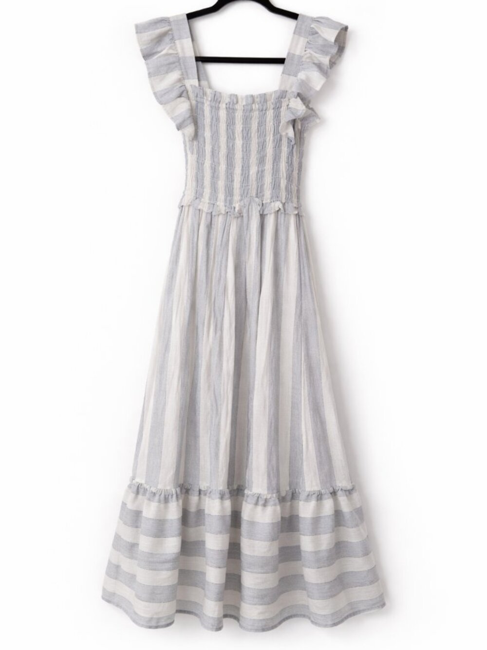 By The River Striped Maxi | Smocked Bodice | Ruffle Straps | L (Fits M) Cottage